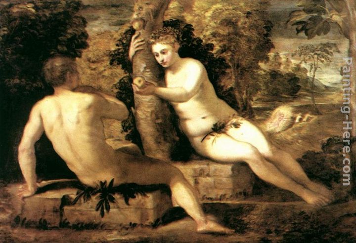 Adam and Eve painting - Jacopo Robusti Tintoretto Adam and Eve art painting